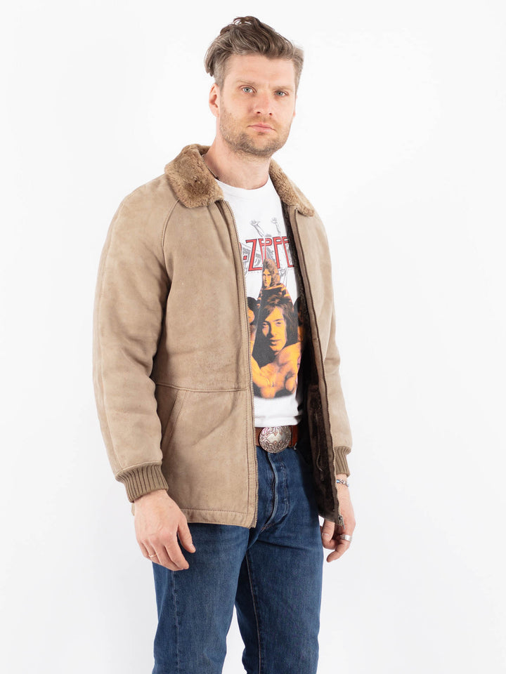 Vintage 90's Men Sheepskin Jacket in BeigeZ1574