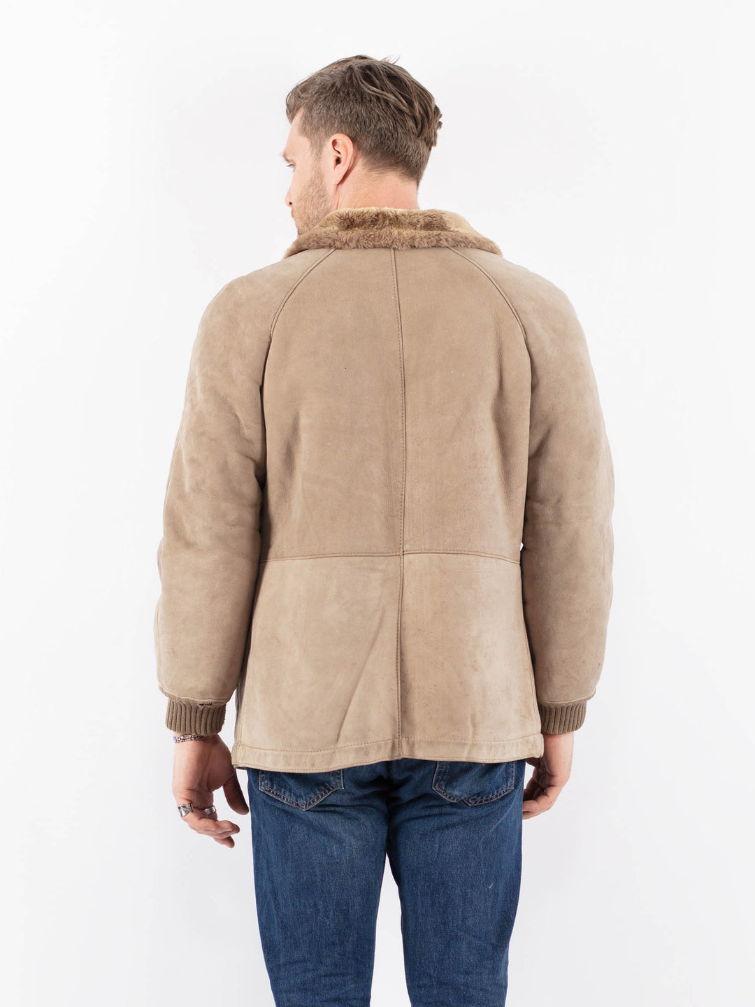 Vintage 90's Men Sheepskin Jacket in BeigeZ1574