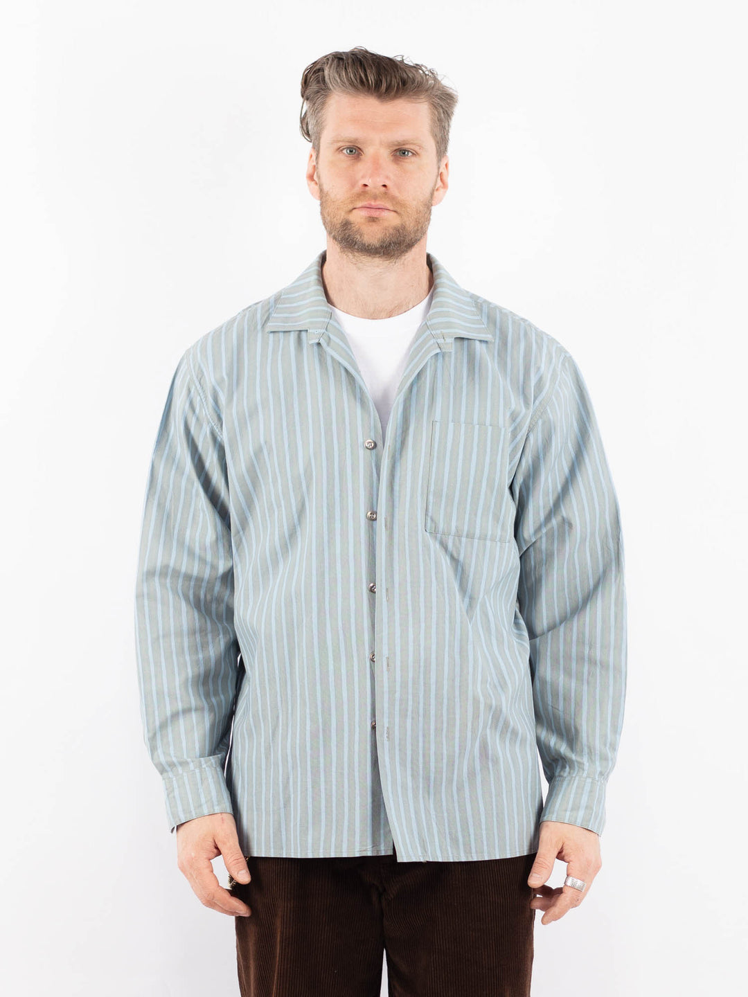 Vintage 90's Men Plaid Flannel Shirt in BlueZ1703