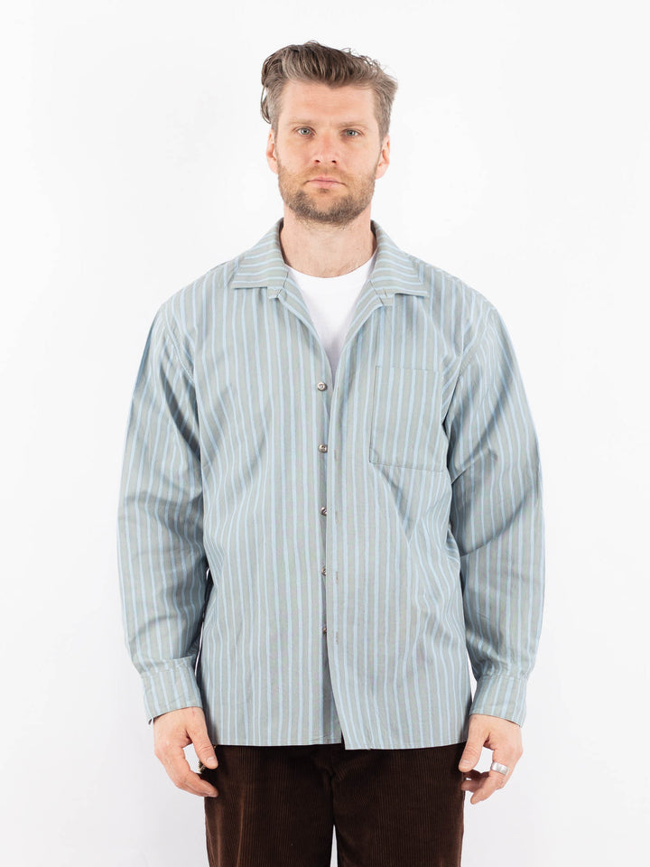 Vintage 90's Men Plaid Flannel Shirt in BlueZ1703