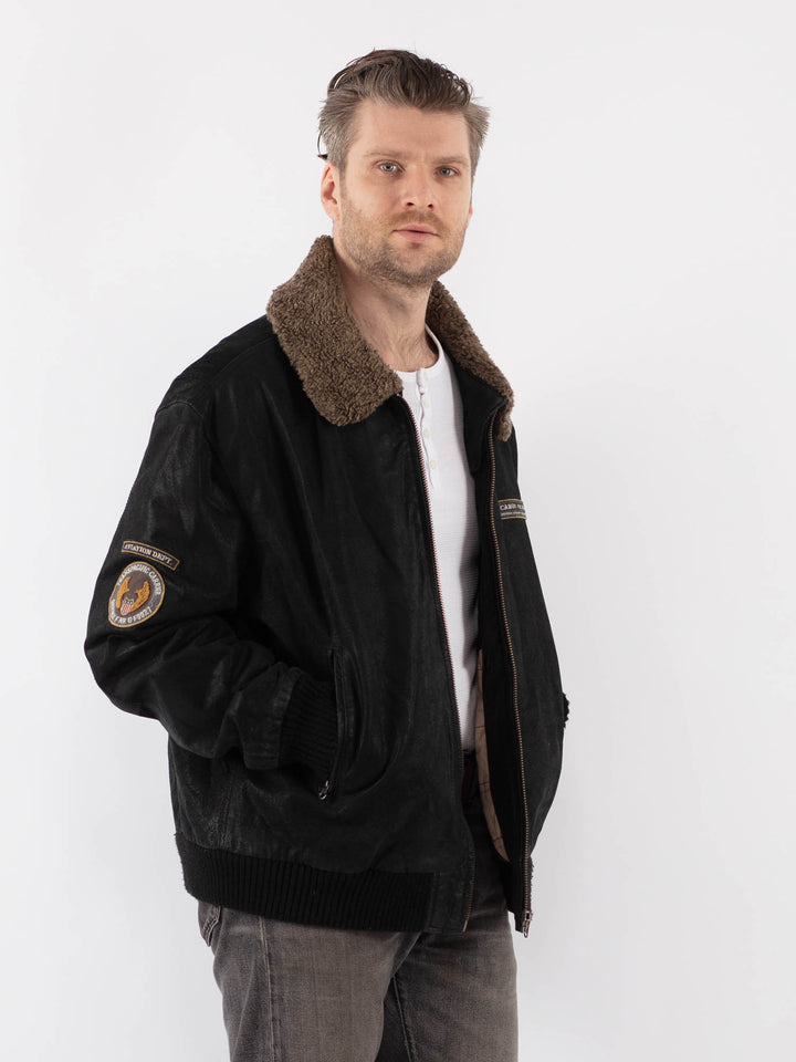 Vintage 90's Men Suede Jacket in BlackZ1104