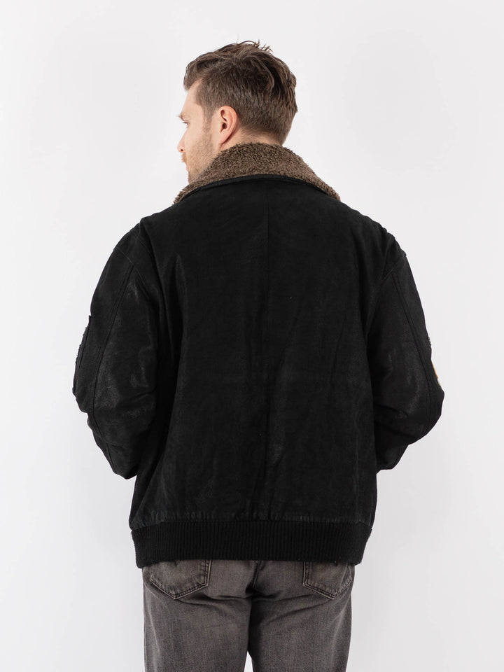 Vintage 90's Men Suede Jacket in BlackZ1104