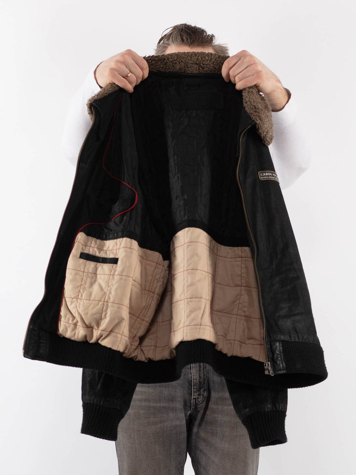 Vintage 90's Men Suede Jacket in BlackZ1104