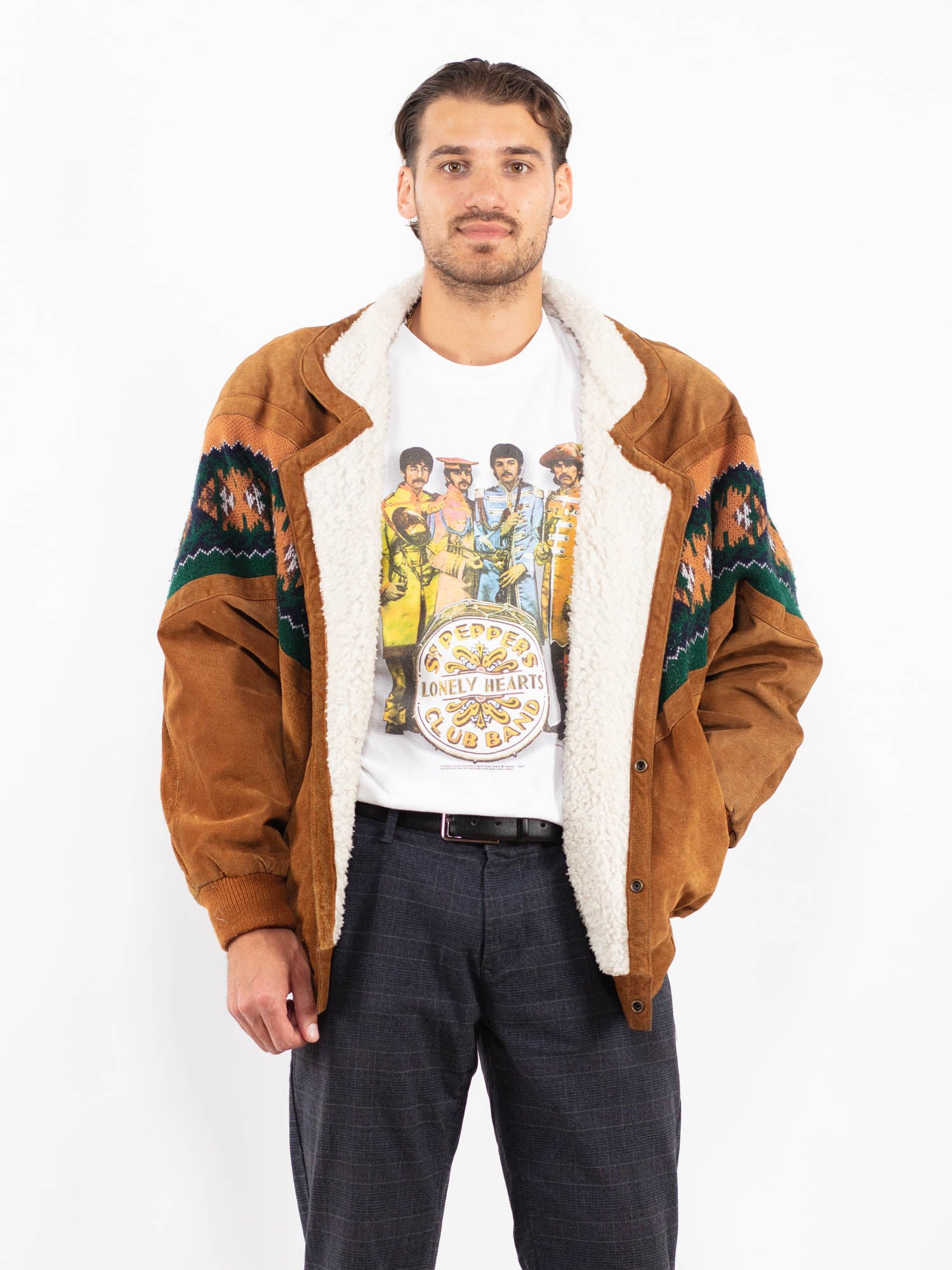 【人気】90's OLD・SOUVENIR JACKET Vintage-90s-Men-Suede-Bomber-