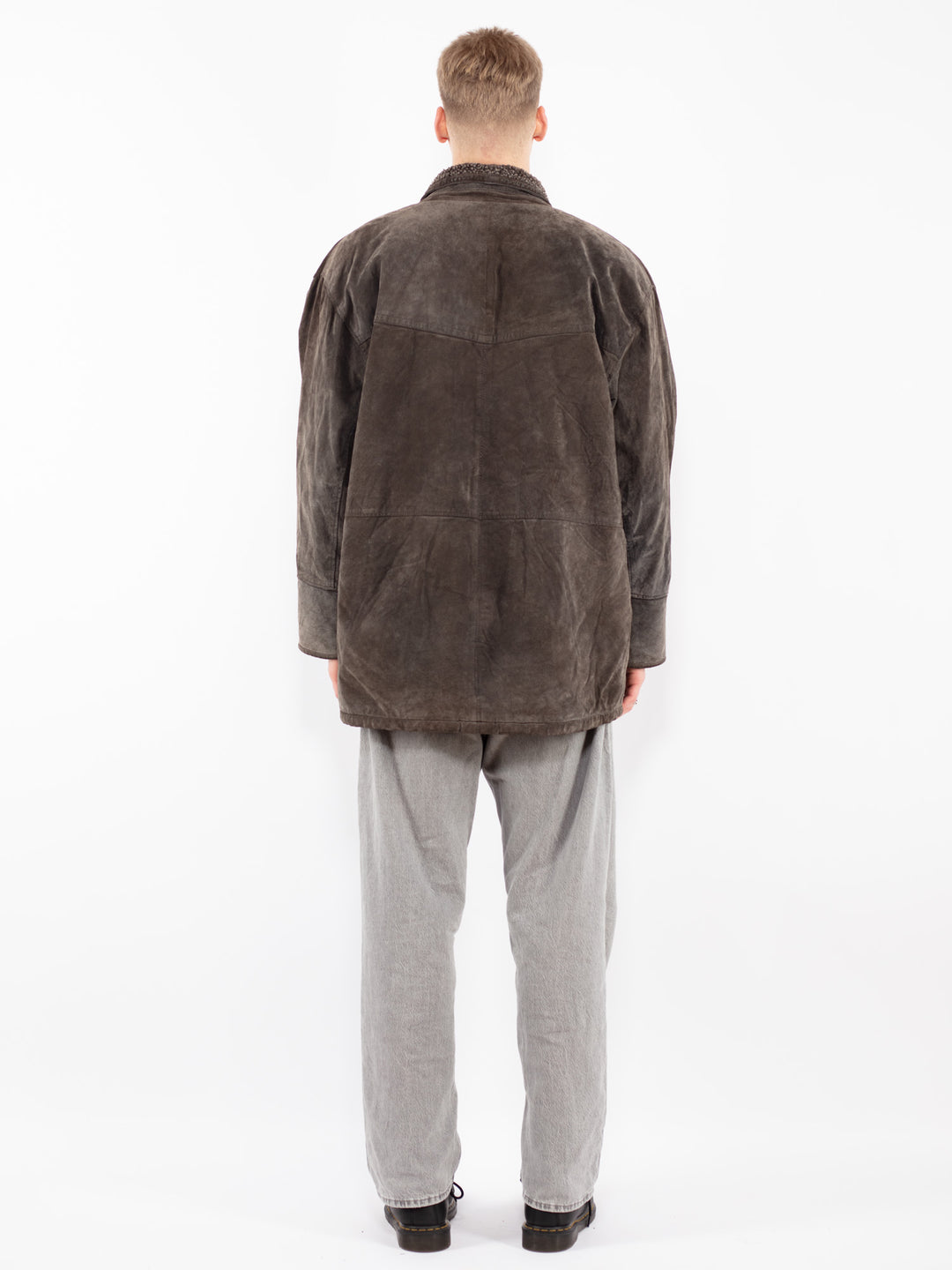 Vintage 90's Men Suede Sherpa Coat in Brown