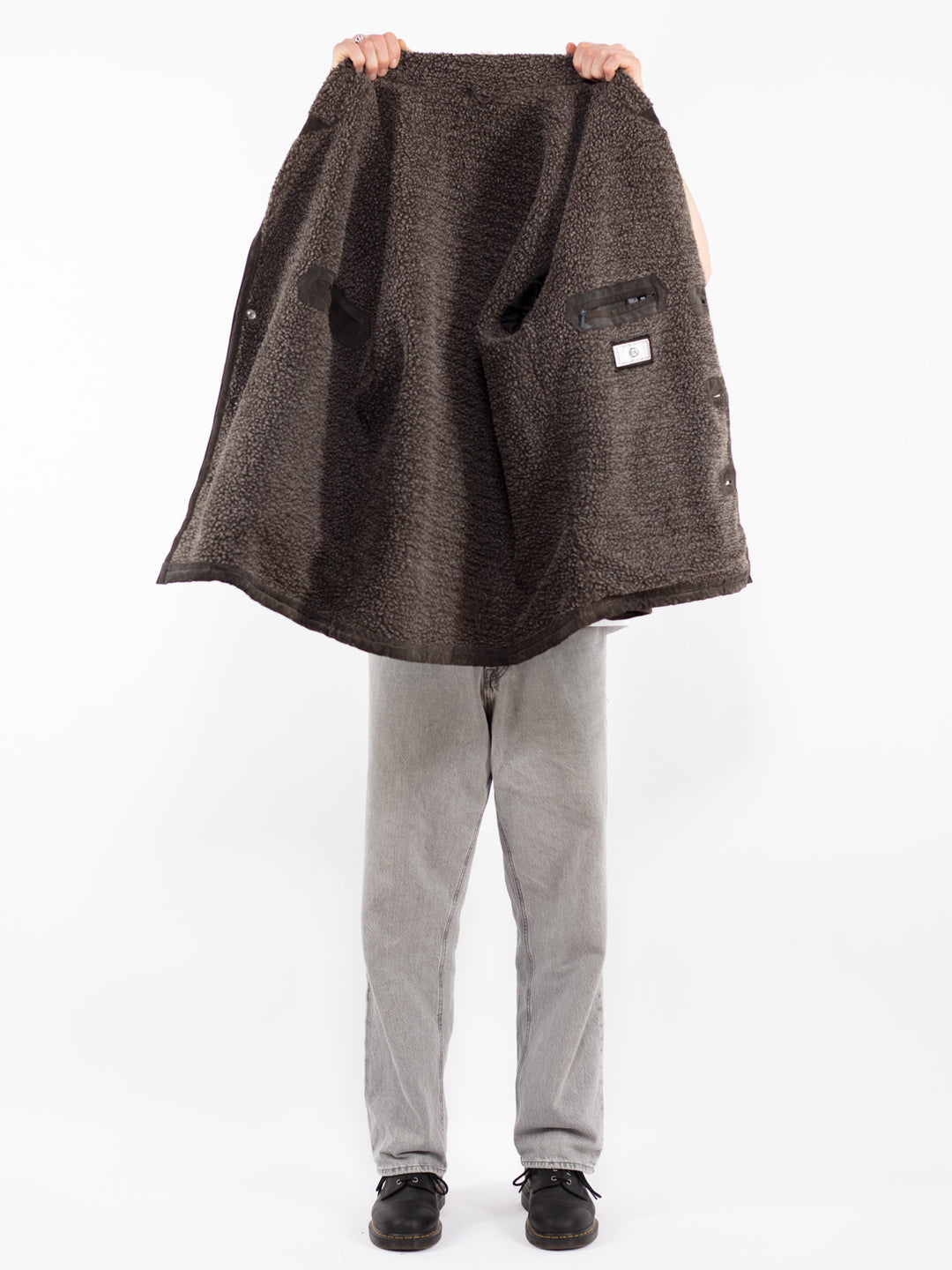 Vintage 90's Men Suede Sherpa Coat in Brown