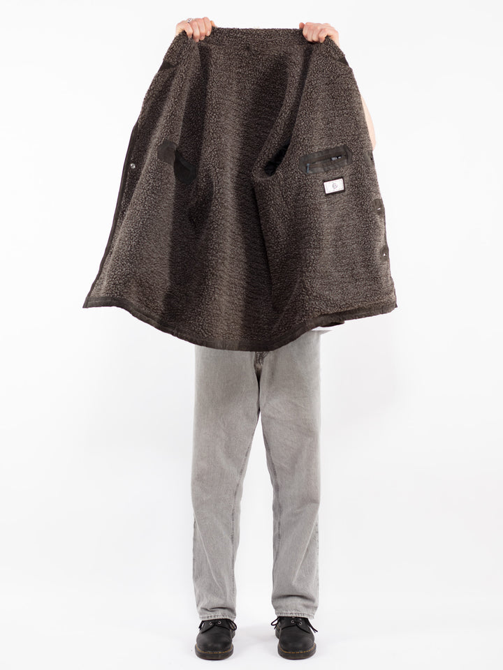 Vintage 90's Men Suede Sherpa Coat in Brown