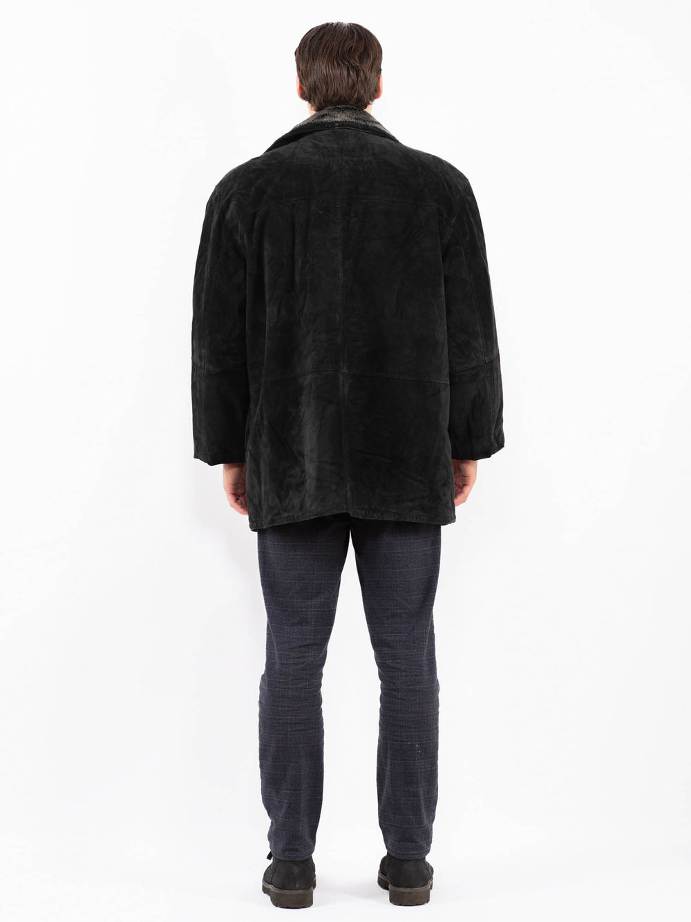 Vintage 90's Men Suede Sherpa Coat in BlackZ2388