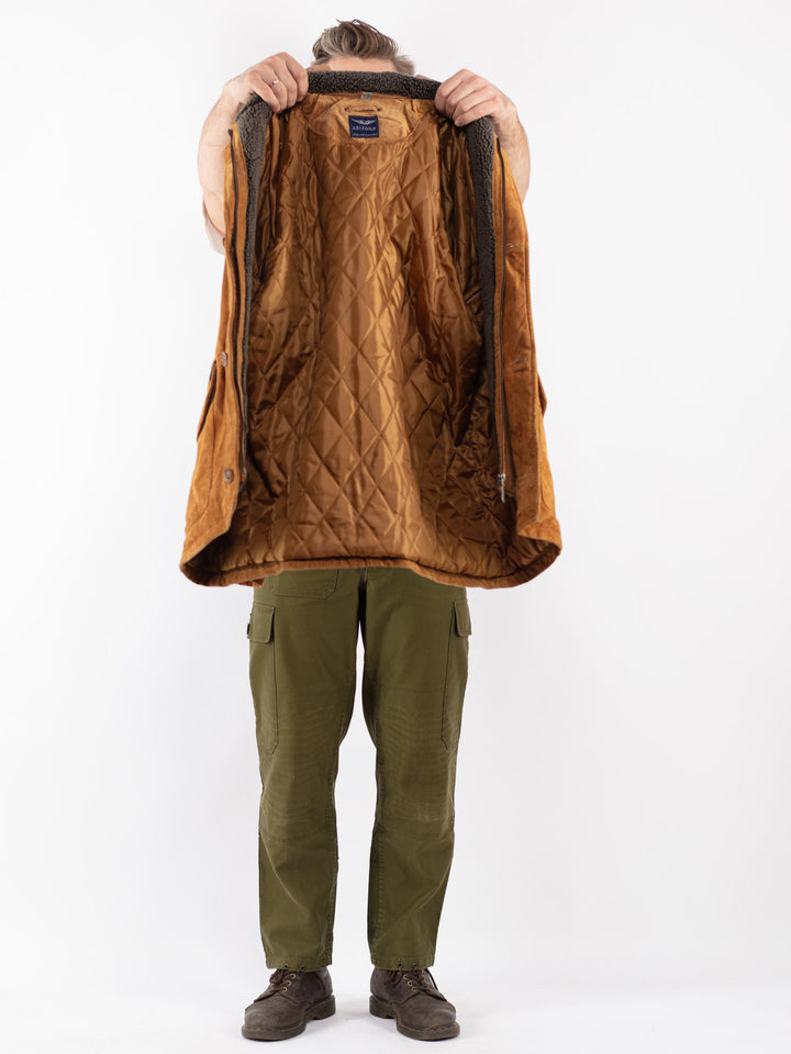 Vintage Men Suede Coat in Brown
