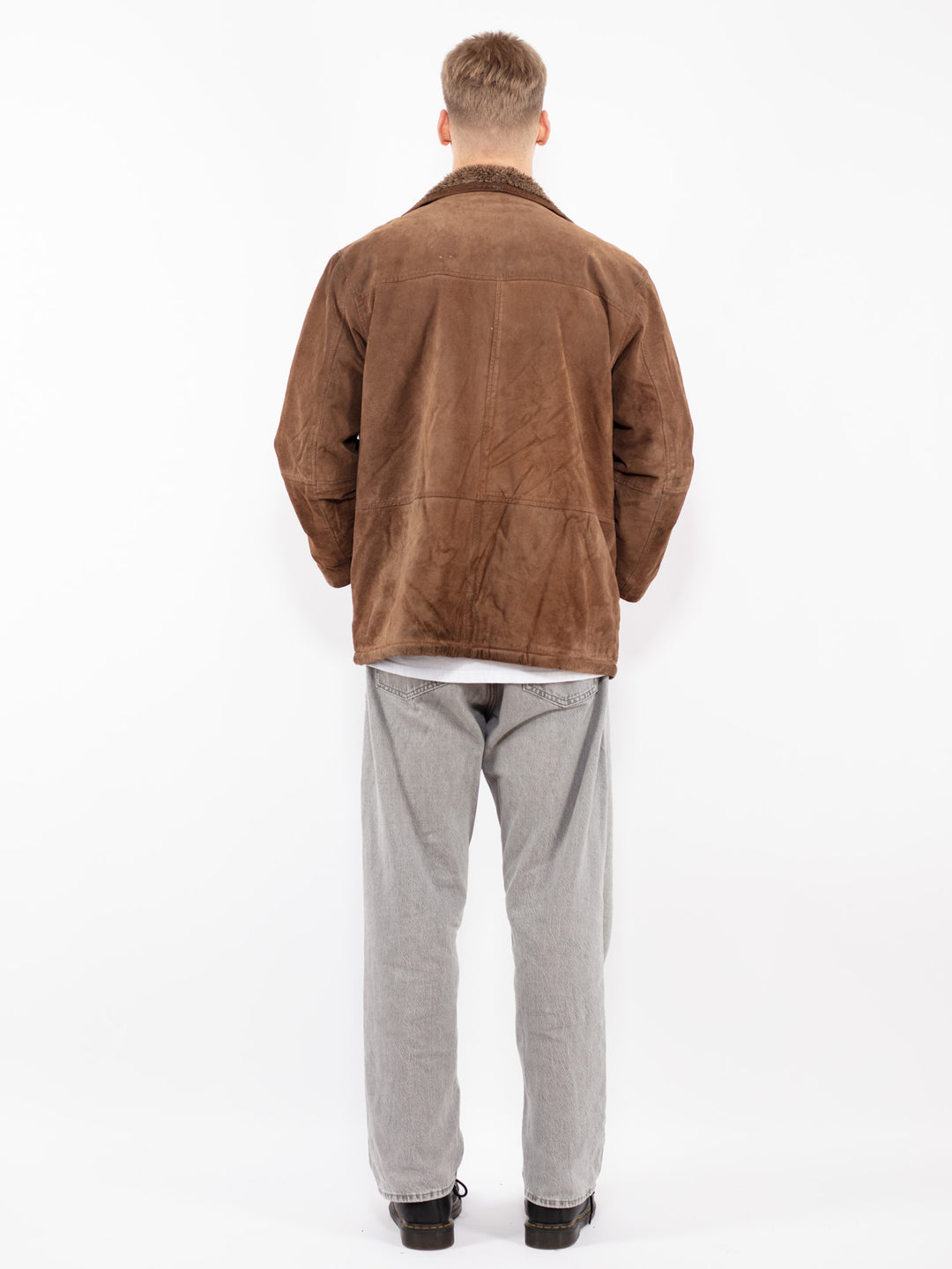 Vintage 90's Men Suede Sherpa Jacket in Brown