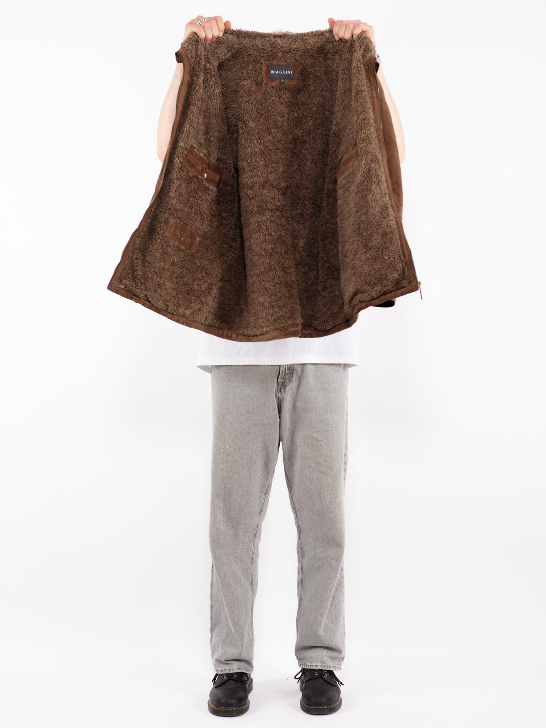 Vintage 90's Men Suede Sherpa Jacket in Brown