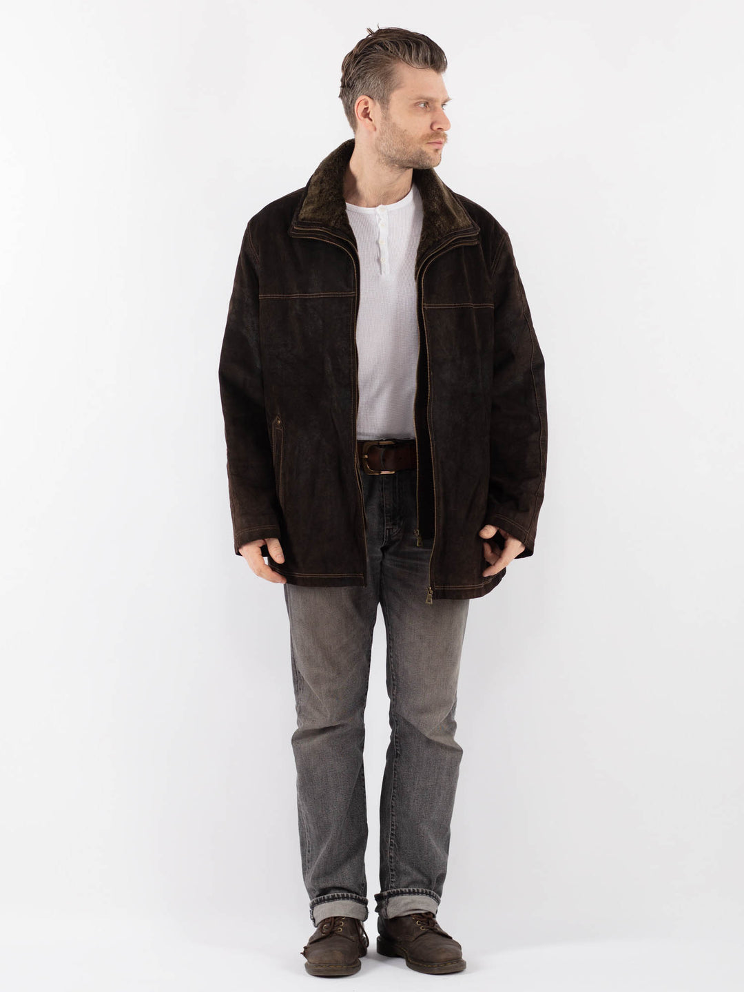 Vintage 90's Men Suede Jacket in BrownZ1112