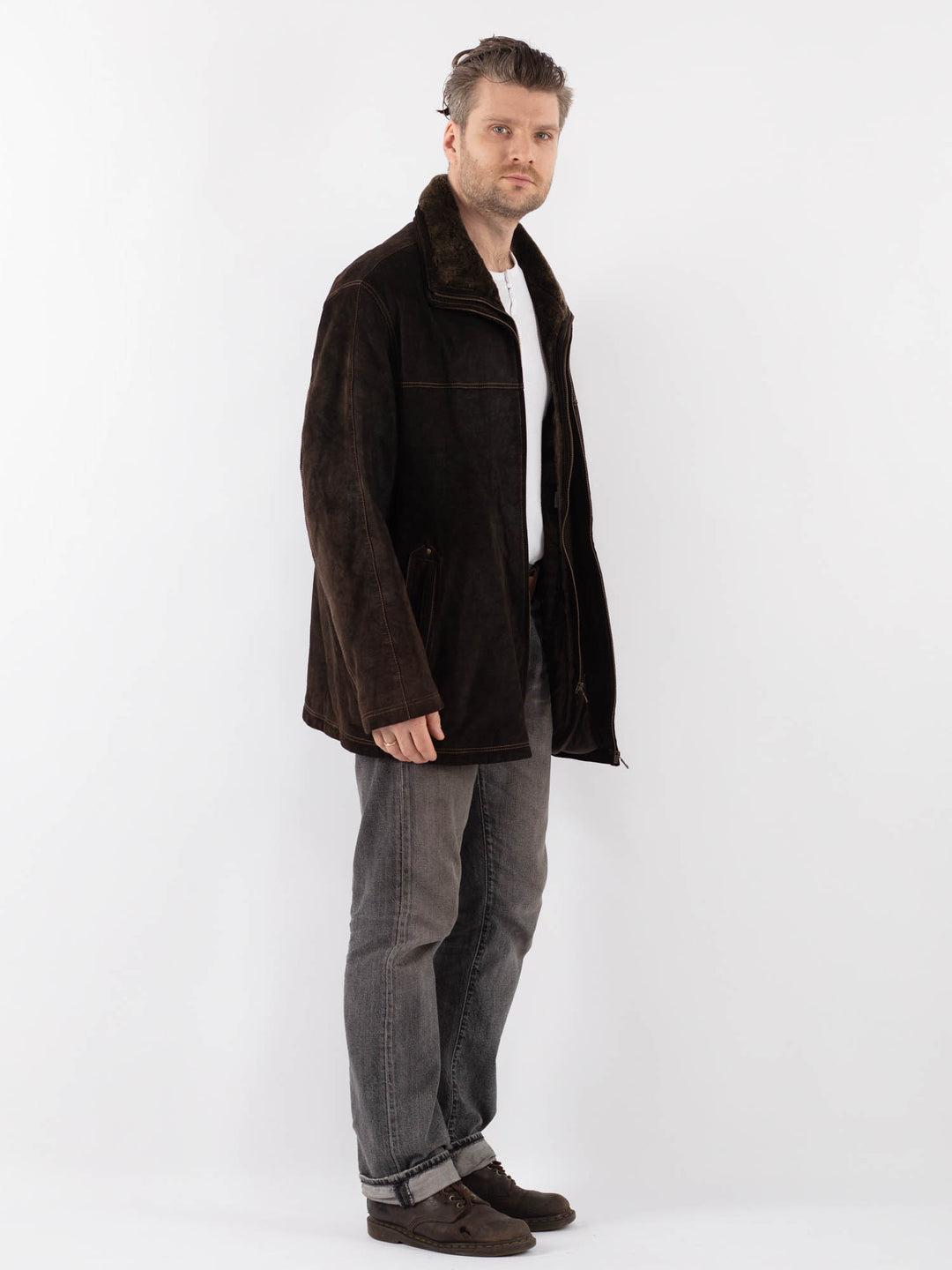 Vintage 90's Men Suede Jacket in BrownZ1112