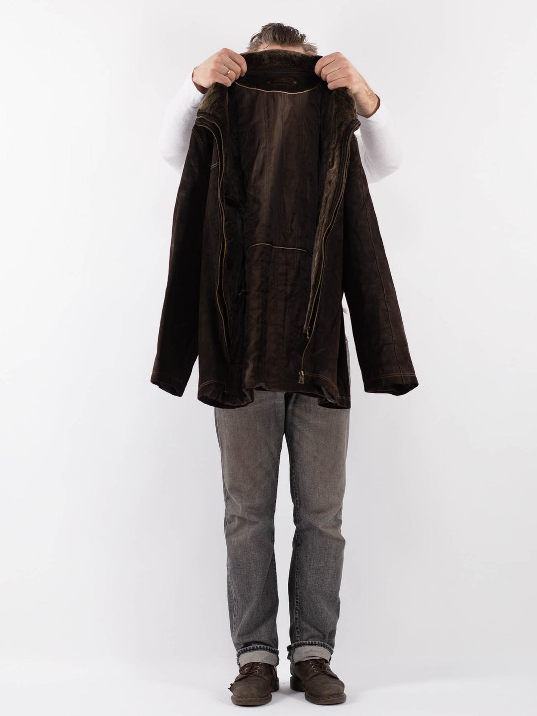 Vintage 90's Men Suede Jacket in BrownZ1112