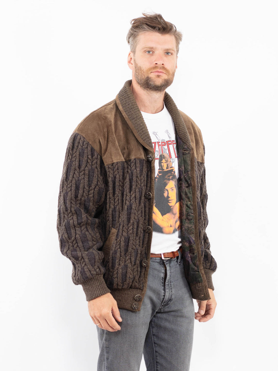 Vintage 90's Men Suede Jacket in BrownZ2300