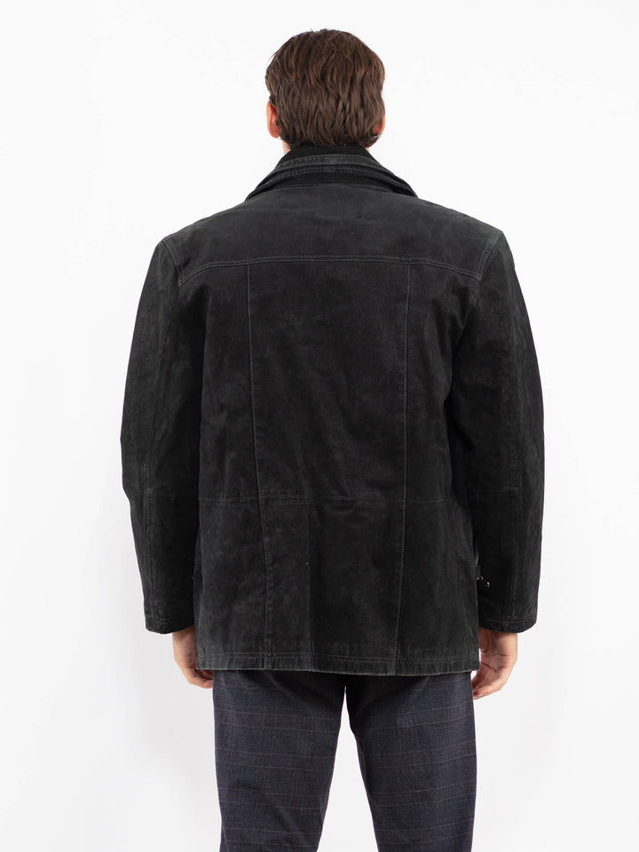 Vintage 90's Men Suede Sherpa Jacket in BlackZ2244