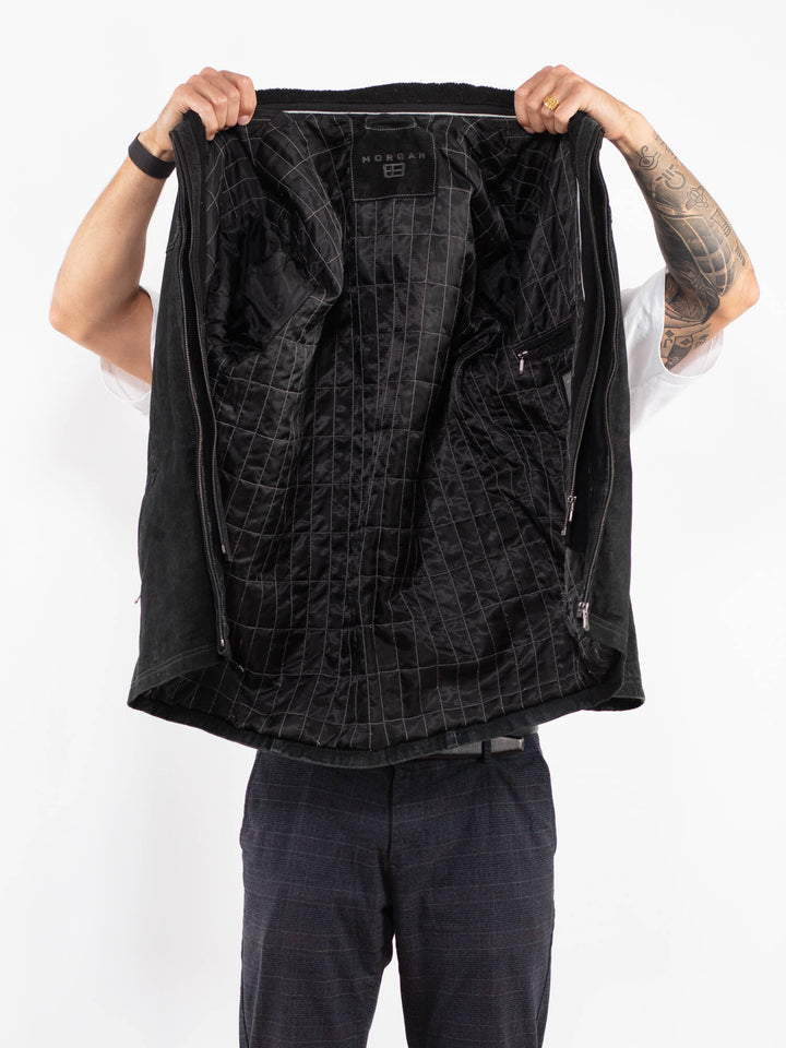 Vintage 90's Men Suede Sherpa Jacket in BlackZ2244