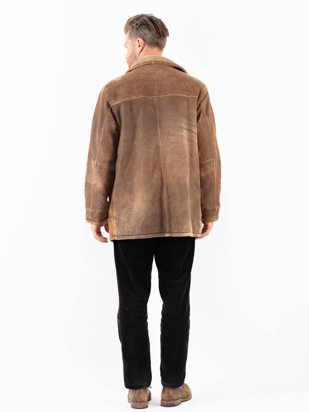 Vintage 90's Men Suede Sherpa Coat in BrownZ1815