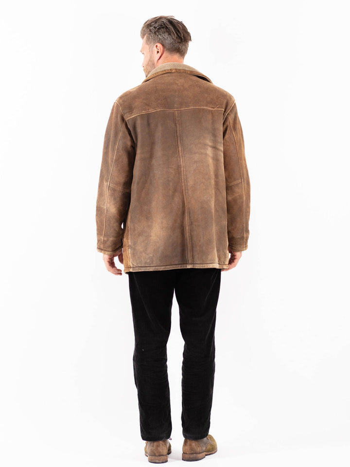 Vintage 90's Men Suede Sherpa Coat in BrownZ1815