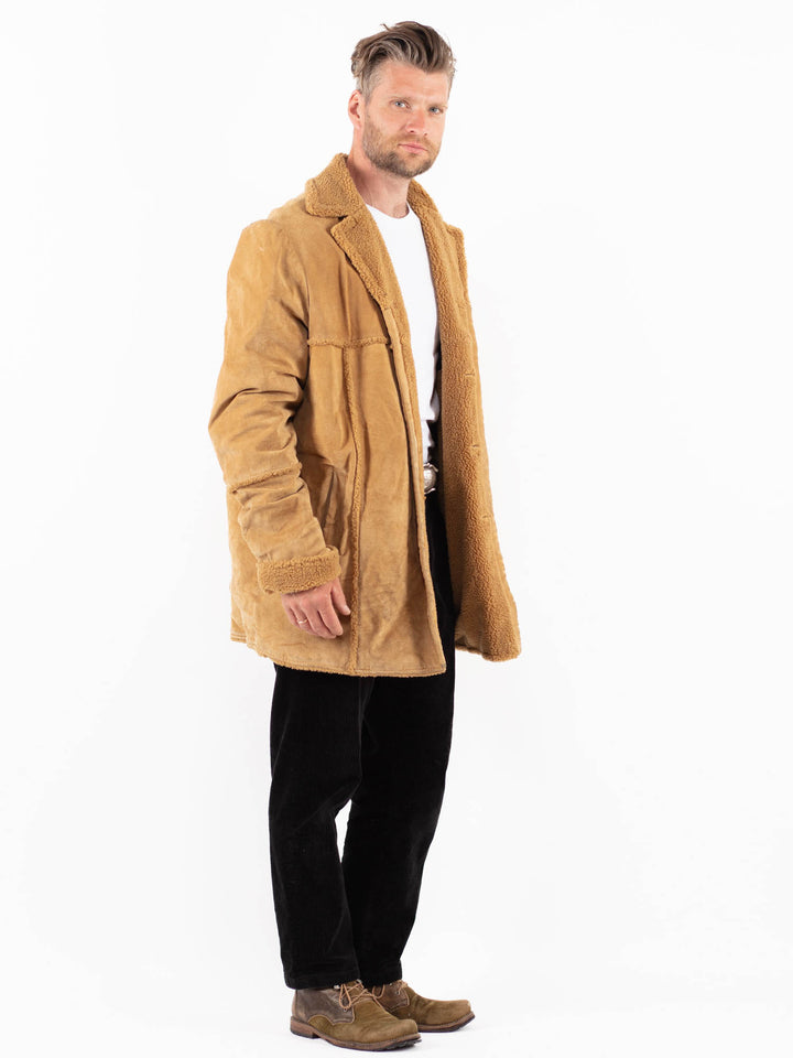 Vintage 90's Men Suede Sherpa Coat in BeigeZ1838
