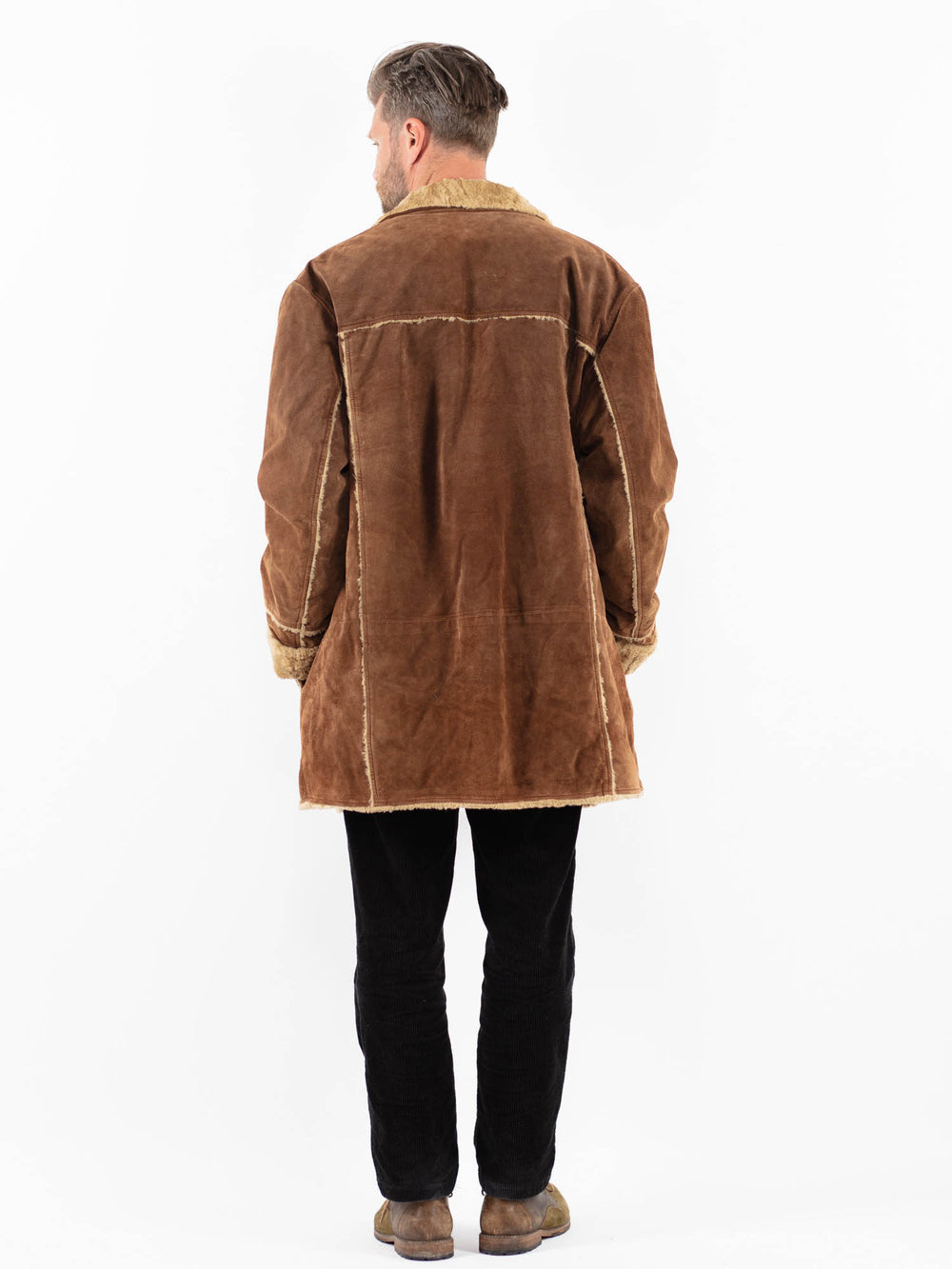 Vintage 90's Men Suede Sherpa Coat in BrownZ1844
