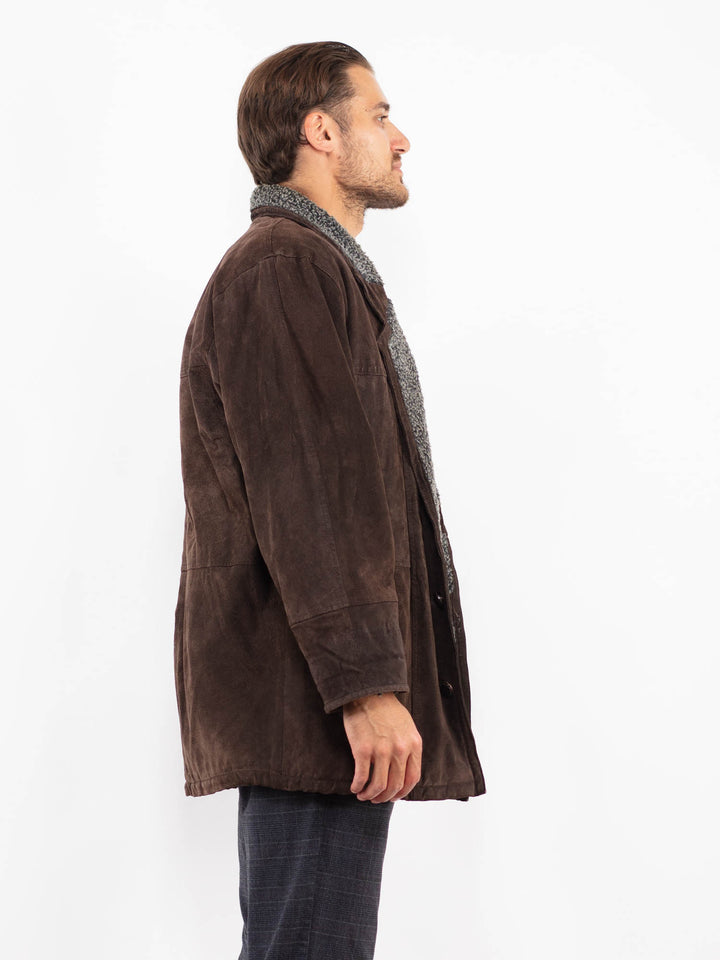 Vintage 90's Men Suede Sherpa Coat in BrownZ2240