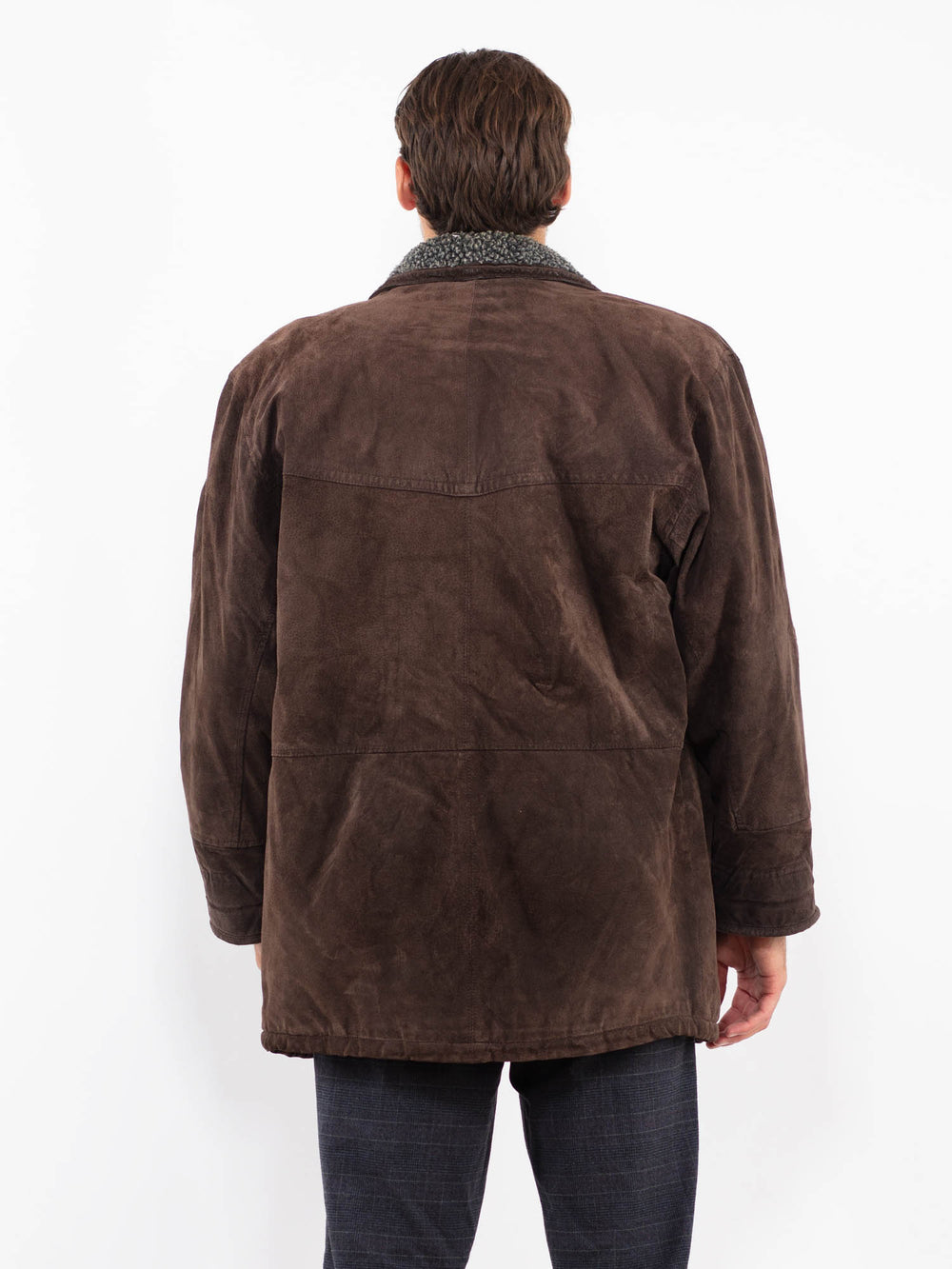 Vintage 90's Men Suede Sherpa Coat in BrownZ2240