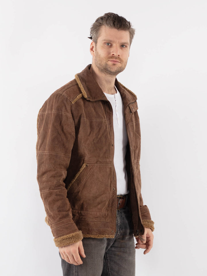 Vintage 90's Men Suede Jacket in BeigeZ1106
