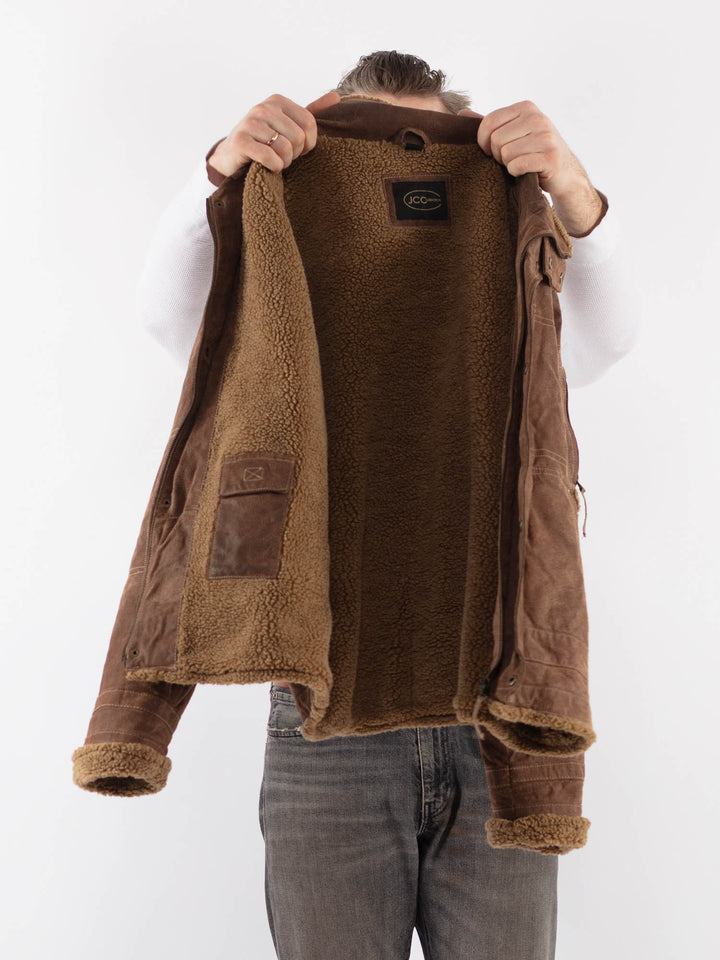 Vintage 90's Men Suede Jacket in BeigeZ1106