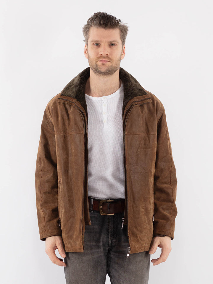 Vintage 90's Men Suede Jacket in BeigeZ1109