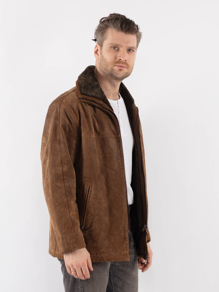 Vintage 90's Men Suede Jacket in BeigeZ1109