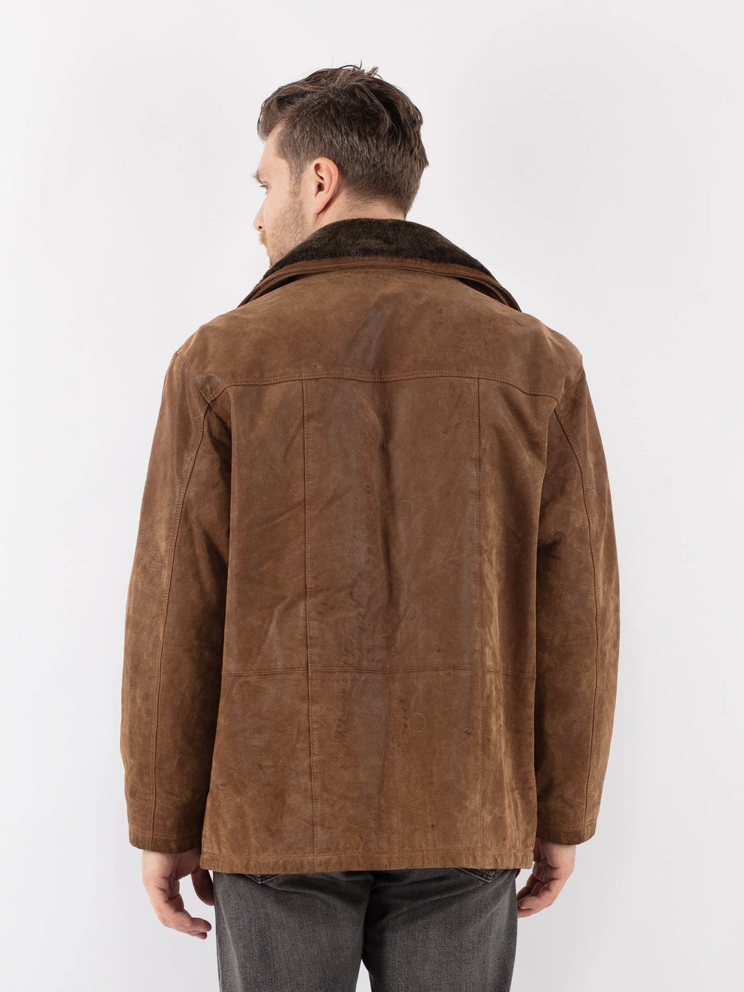 Vintage 90's Men Suede Jacket in BeigeZ1109