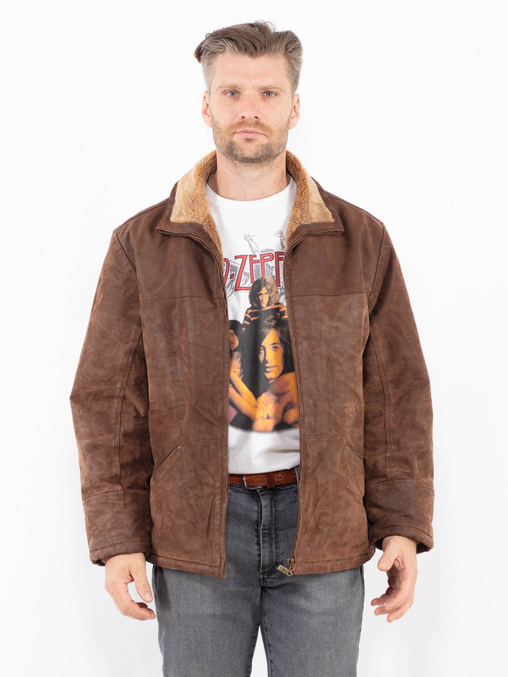 Vintage 90's Men Suede Sherpa Jacket in BrownZ2108