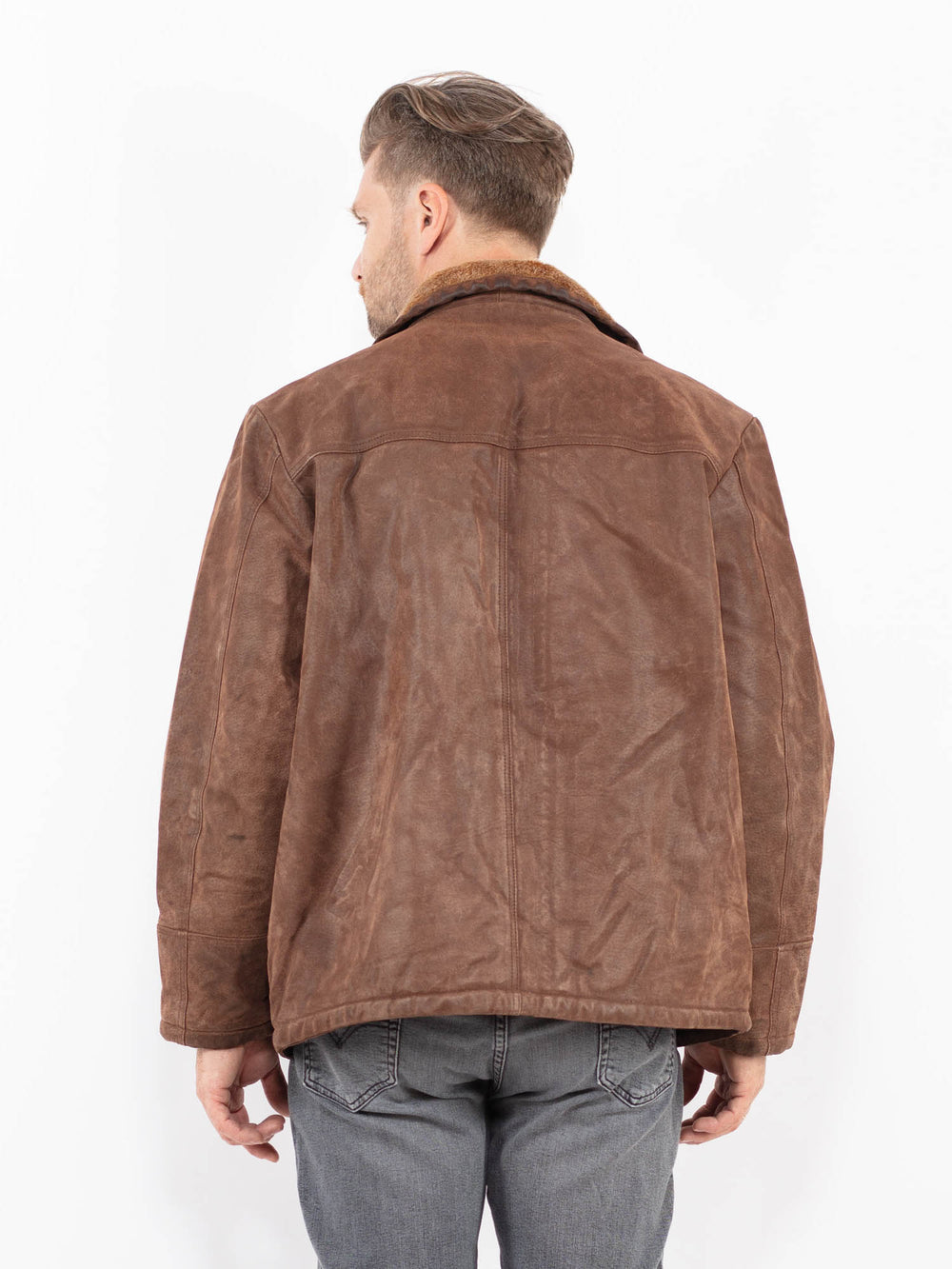 Vintage 90's Men Suede Sherpa Jacket in BrownZ2108