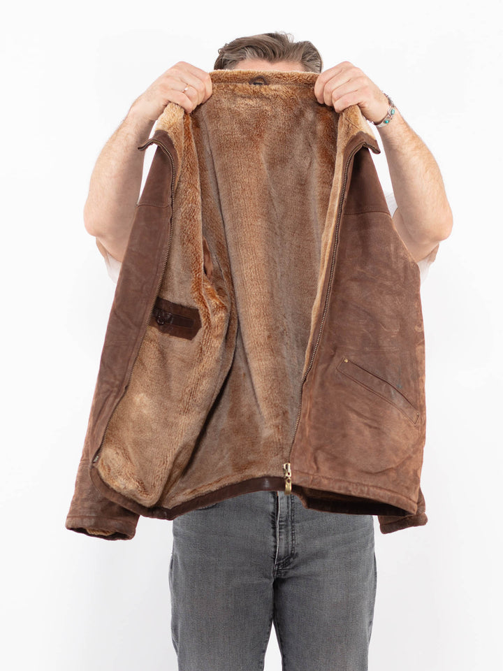 Vintage 90's Men Suede Sherpa Jacket in BrownZ2108