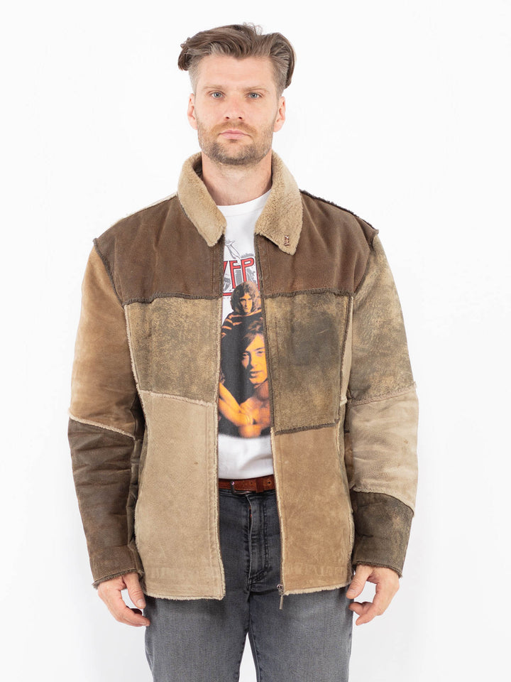 Vintage 90's Men Suede Sherpa Jacket in BrownZ2109