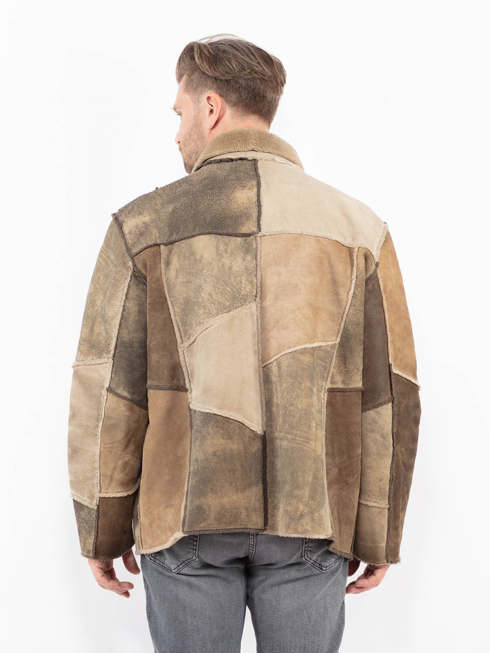 Vintage 90's Men Suede Sherpa Jacket in BrownZ2109