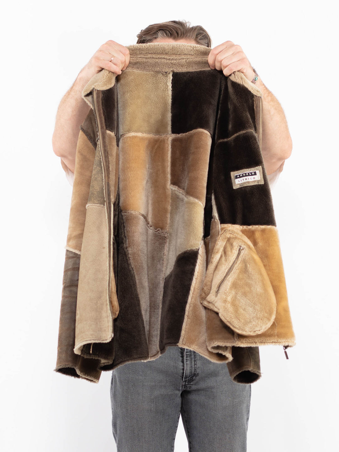 Vintage 90's Men Suede Sherpa Jacket in BrownZ2109