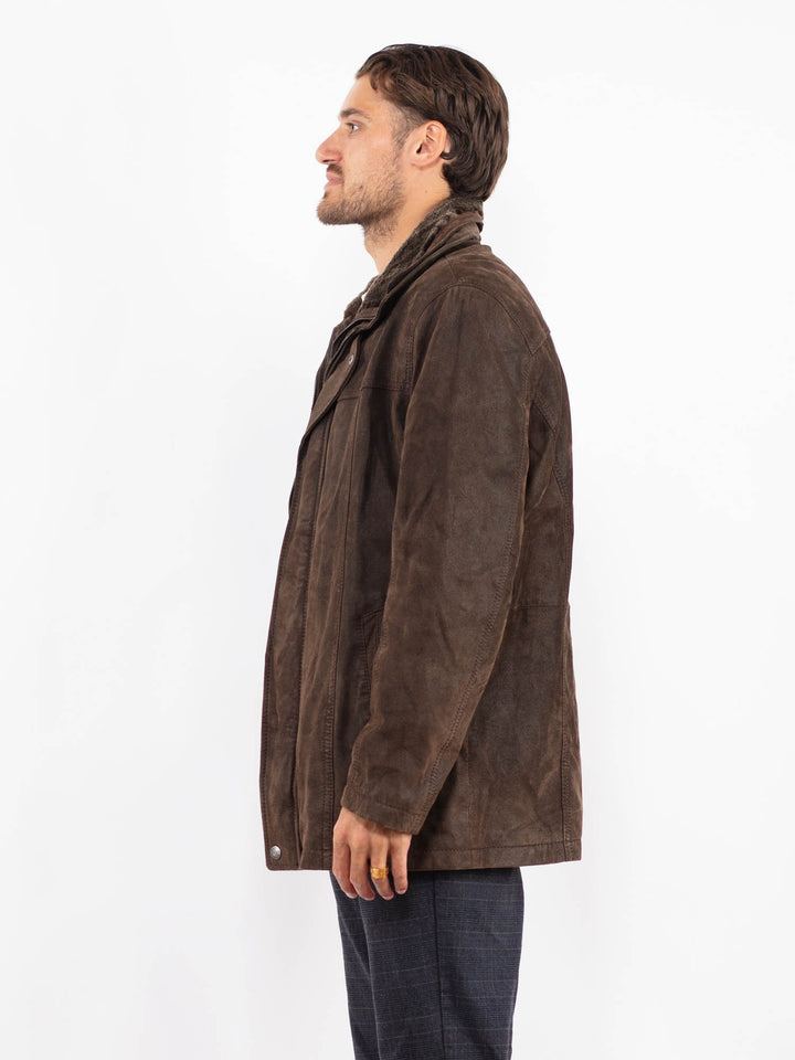 Vintage 90's Men Suede Sherpa Jacket in BrownZ2239