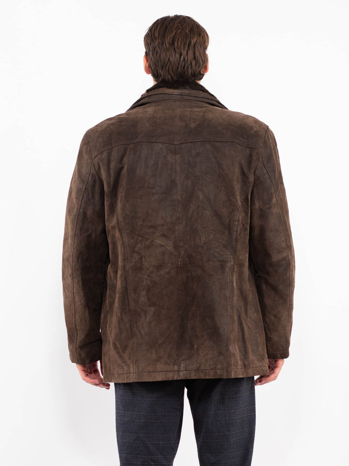 Vintage 90's Men Suede Sherpa Jacket in BrownZ2239