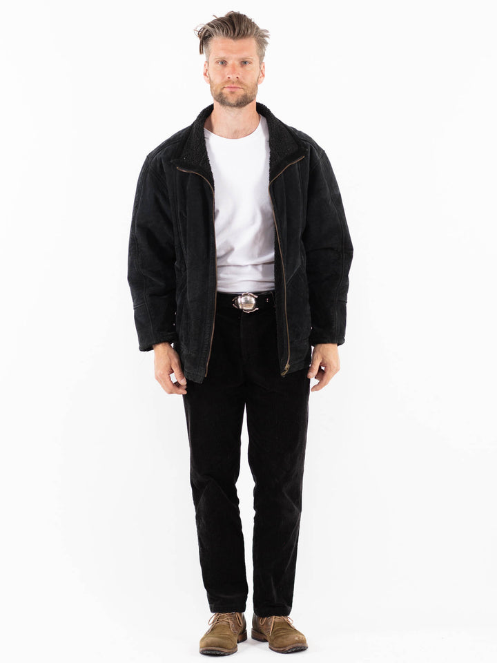 Vintage 90's Men Suede Sherpa Jacket in BlackZ1902