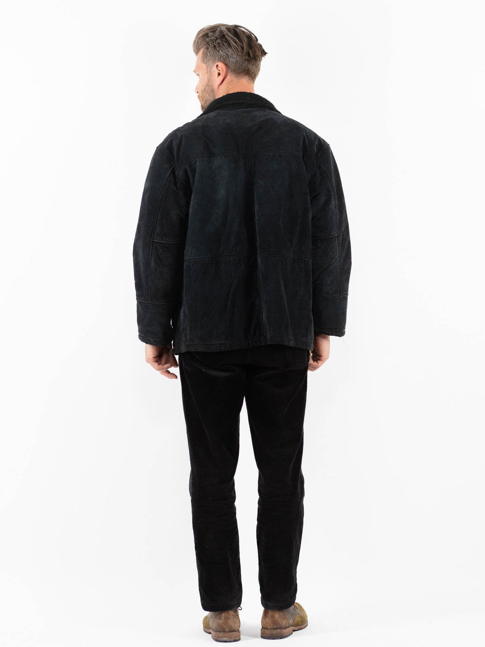 Vintage 90's Men Suede Sherpa Jacket in BlackZ1902