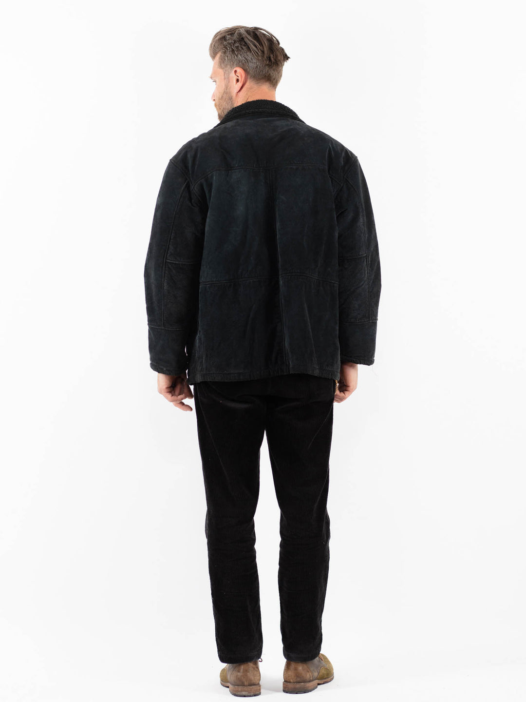 Vintage 90's Men Suede Sherpa Jacket in BlackZ1902