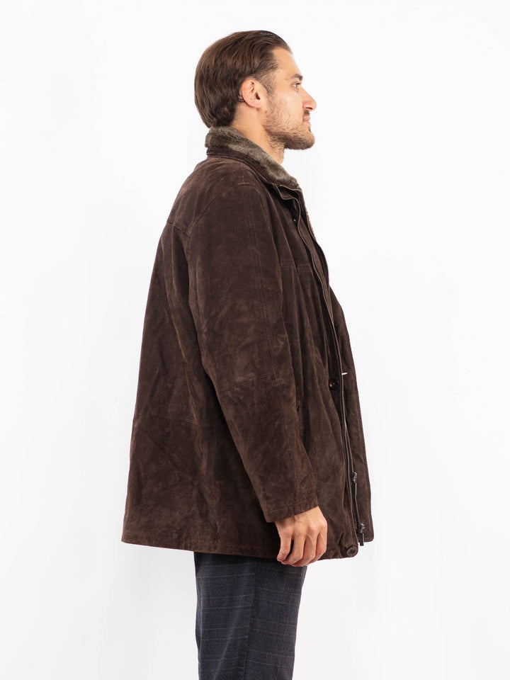 Vintage 90's Men Suede Sherpa Jacket in BrownZ2242