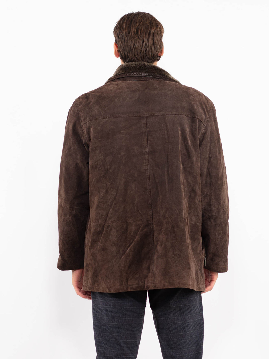 Vintage 90's Men Suede Sherpa Jacket in BrownZ2242
