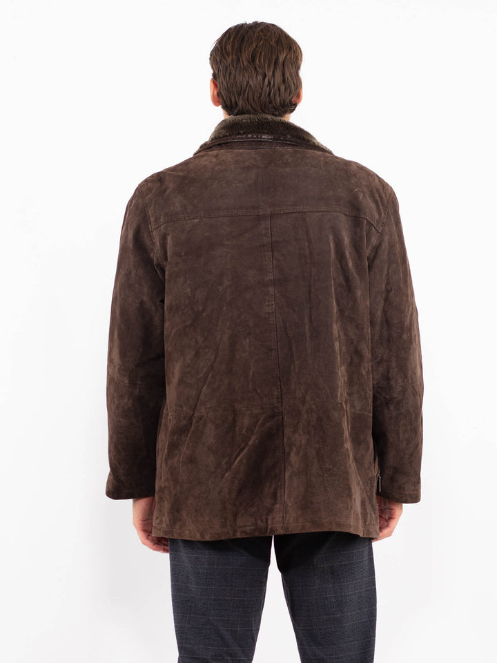Vintage 90's Men Suede Sherpa Jacket in BrownZ2242