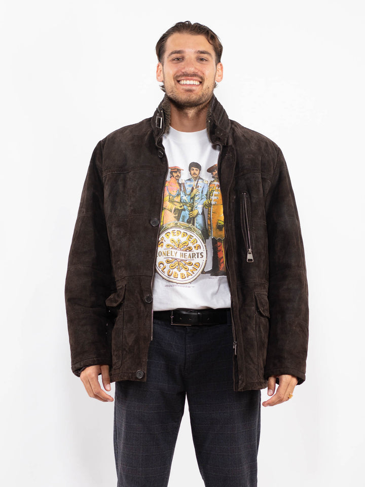Vintage 90's Men Suede Sherpa Jacket in BrownZ2243