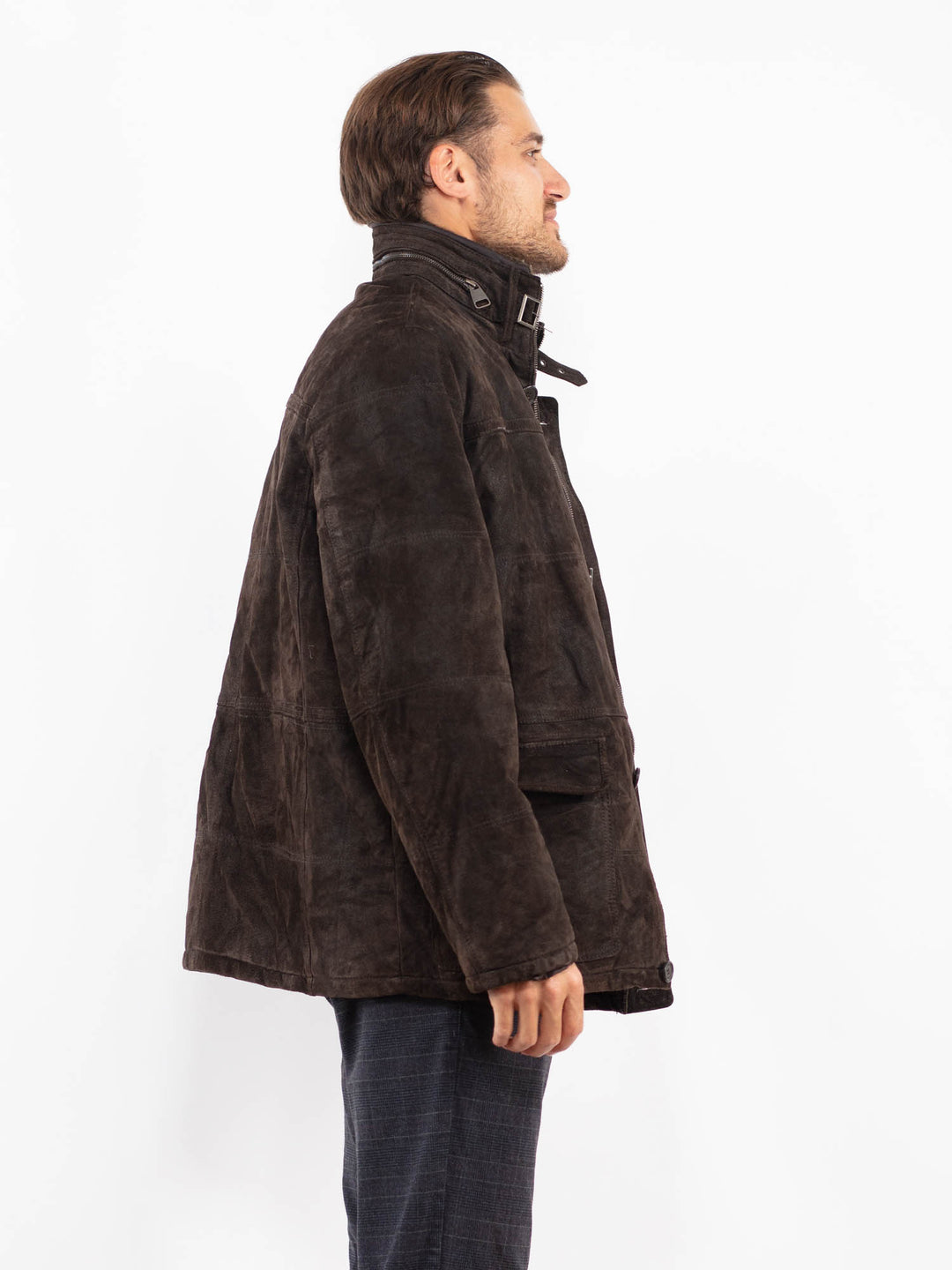 Vintage 90's Men Suede Sherpa Jacket in BrownZ2243