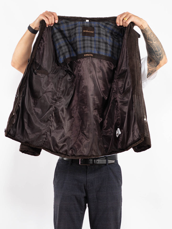 Vintage 90's Men Suede Sherpa Jacket in BrownZ2243