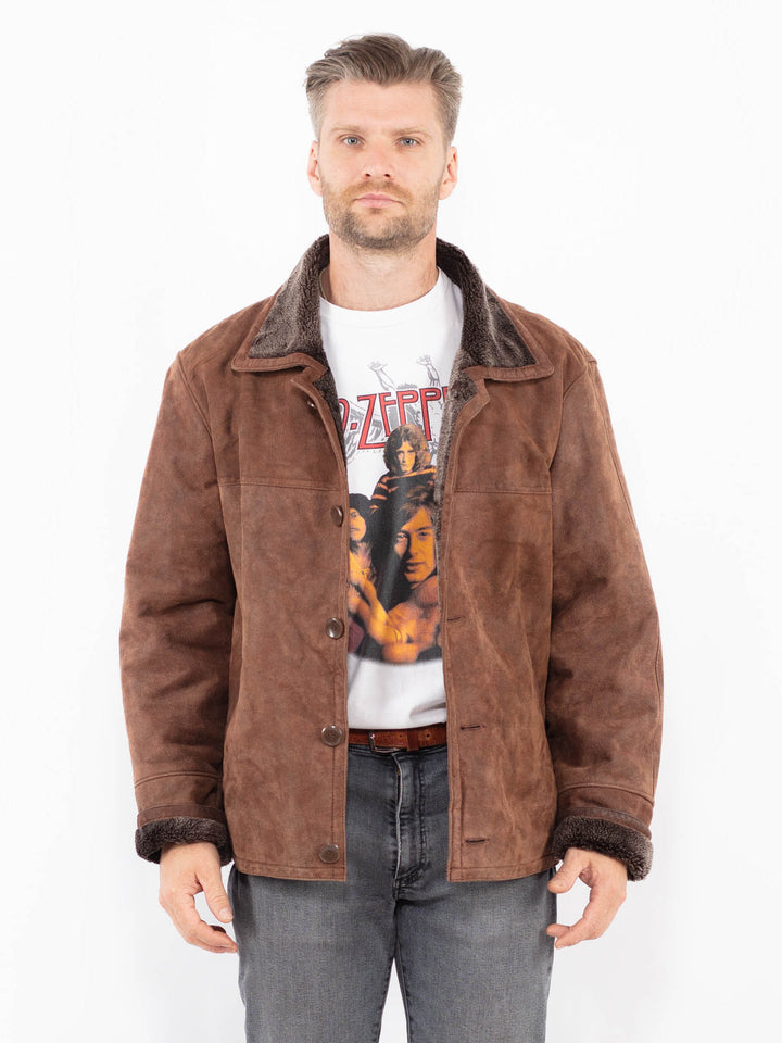 Vintage 90's Men Suede Sherpa Jacket in BrownZ2130